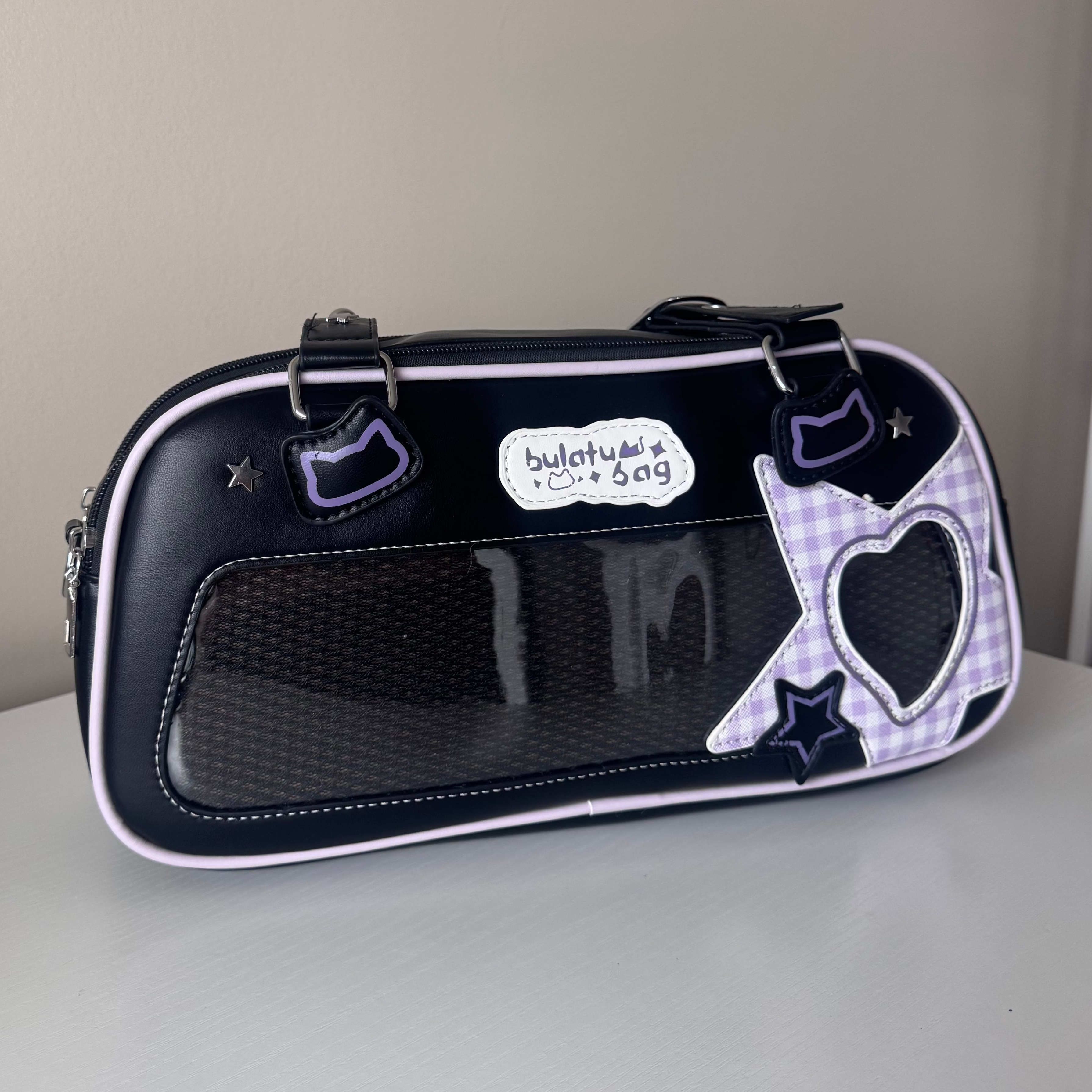 Kuromi style Dual-Compartment Shoulder Bag with Strap